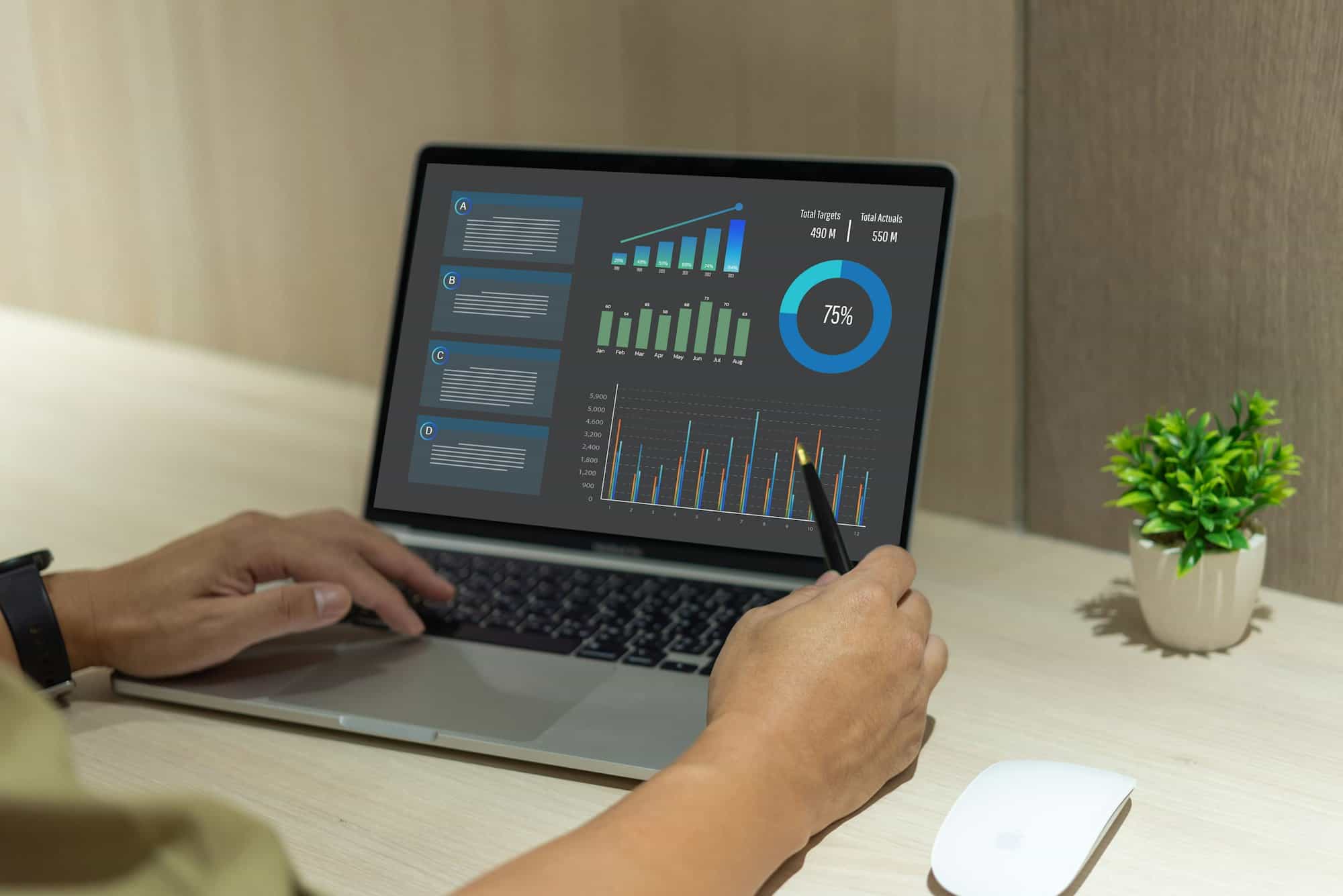 Big data analysis information flow for business growth and strategy graphs and dashboards